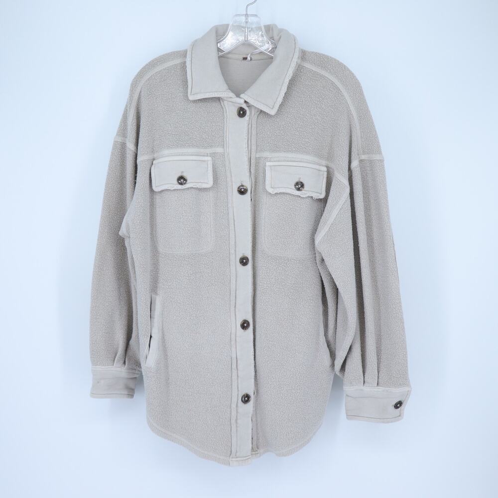 Free People Ruby Oversized Shirt Jacket Beige Oversized Button Up Women's XS